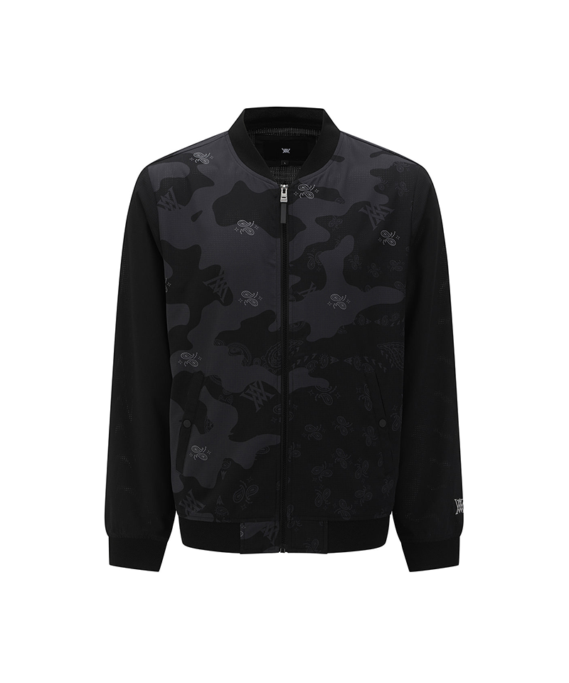 Men's Pattern Blocked Jacket - Black