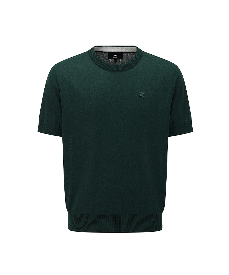 Men's Solid Short Sleeve Sweater - Dark Green