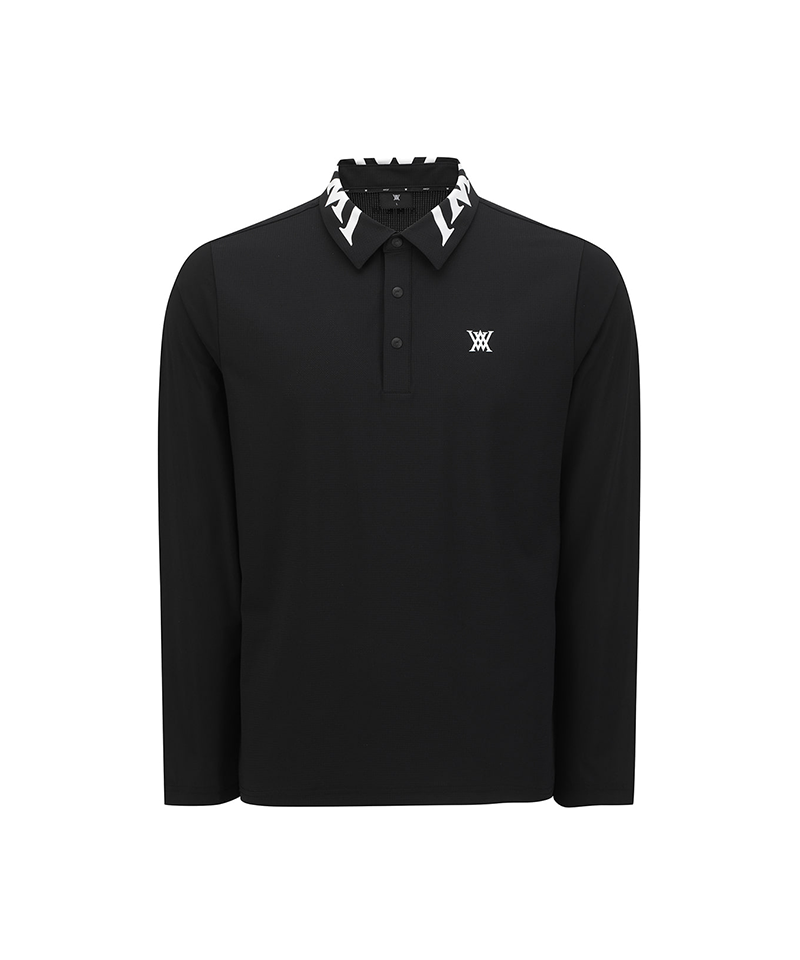Men's Collar Point Long T-Shirt - Black