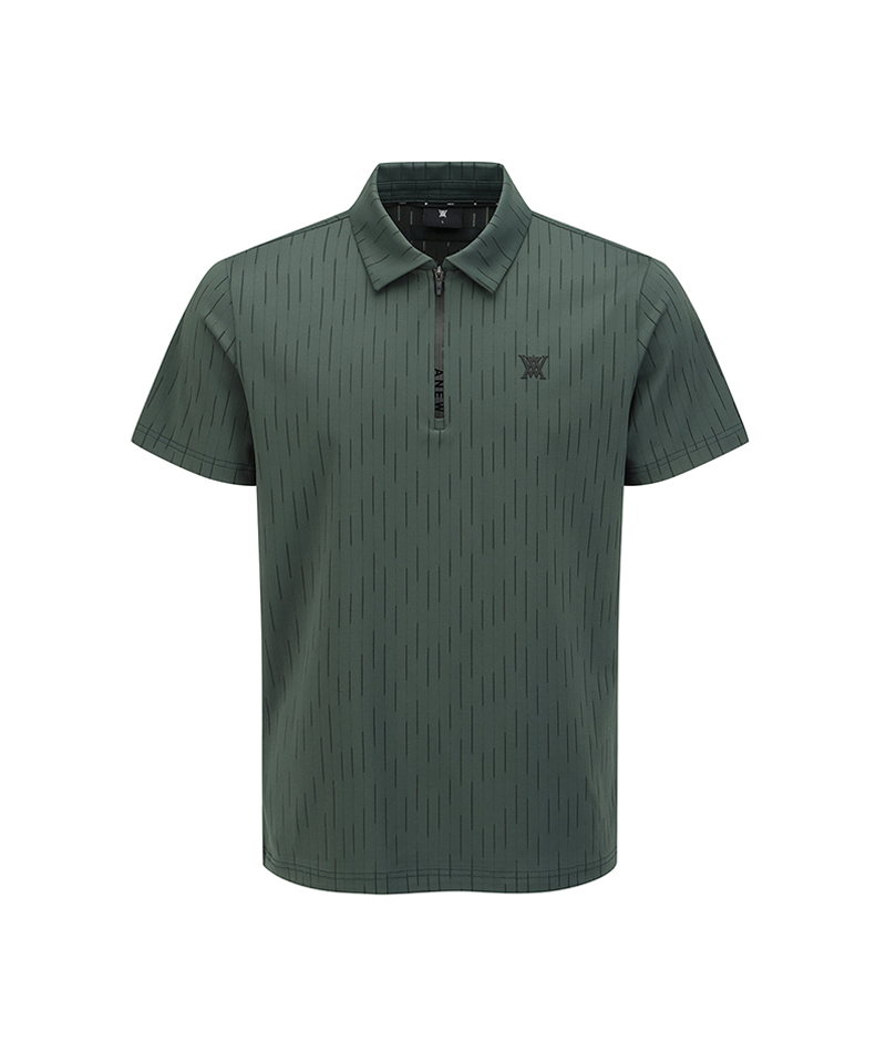 Men's Solid Half Zip T-Shirt - Dark Green