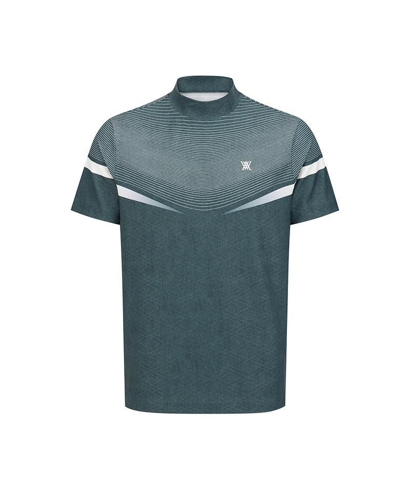 Men's Mock Neck Short Sleeve T-Shirt - Dark Green