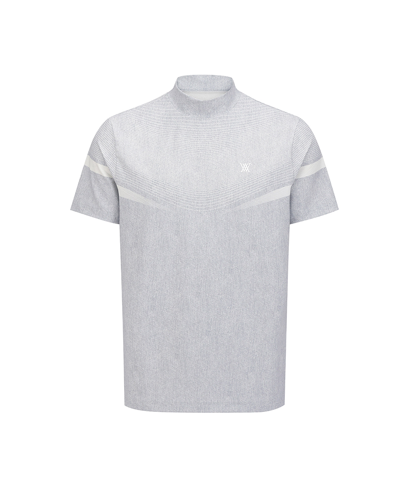 Men's Mock Neck Short Sleeve T-Shirt - Light Grey