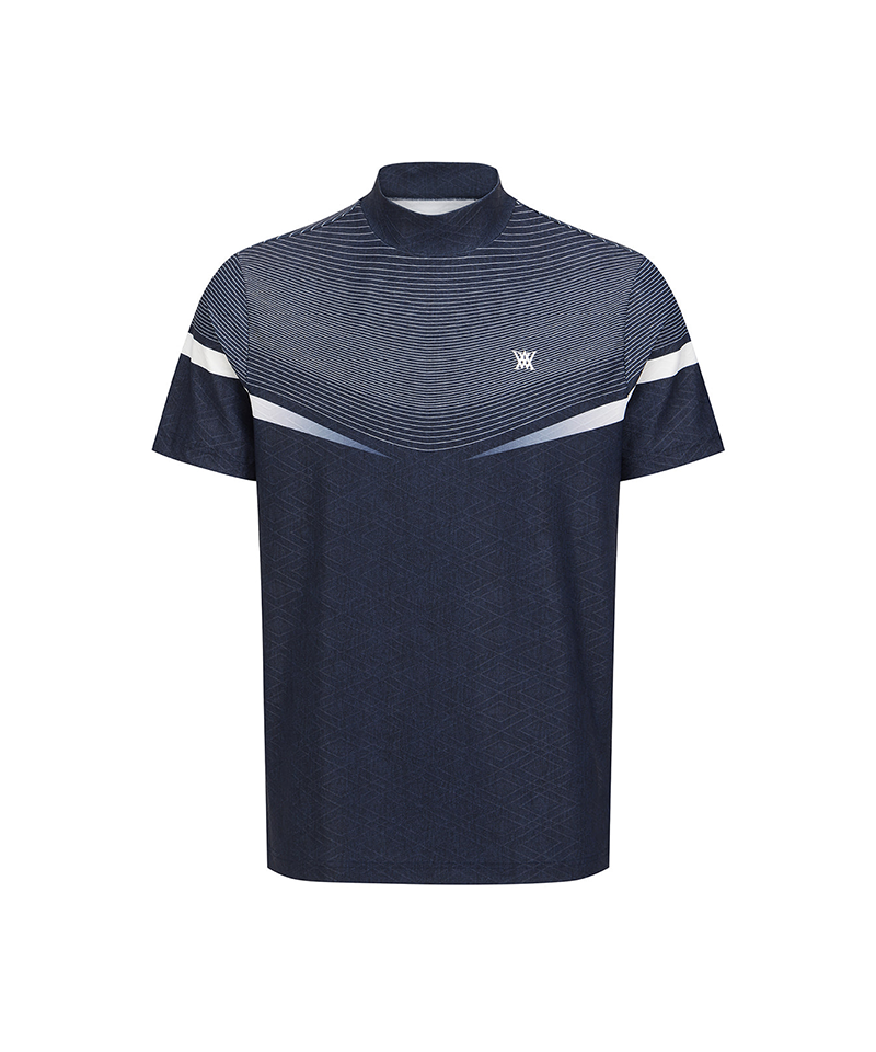 Men's Mock Neck Short Sleeve T-Shirt - Navy