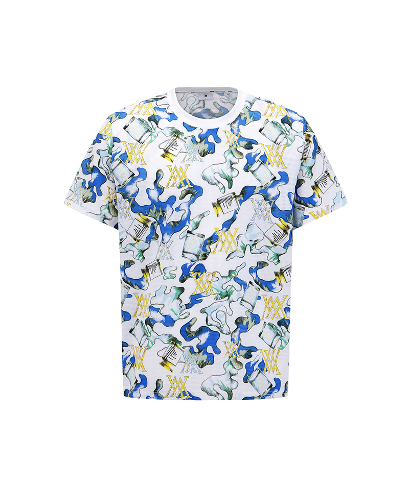 Men's Abstract Pattern Crewneck T-Shirt - White