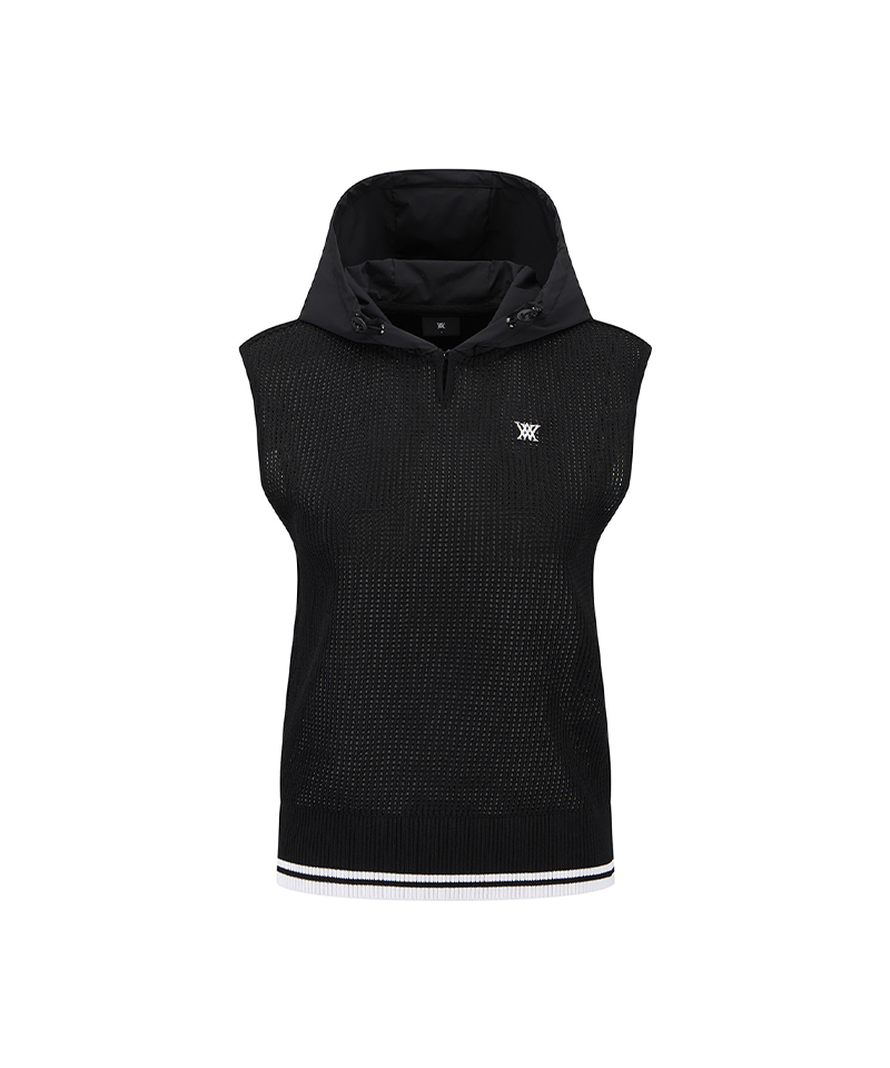 Women's Hooded Knit Vest - Black