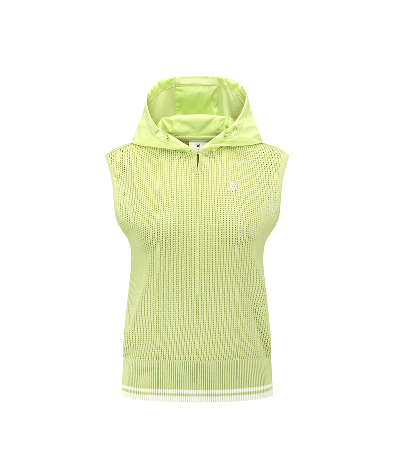 Women's Hooded Knit Vest - Lime