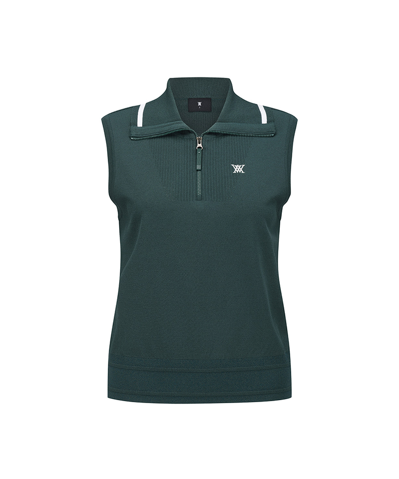 Women's Sailor Collar Knit Vest - Dark Green