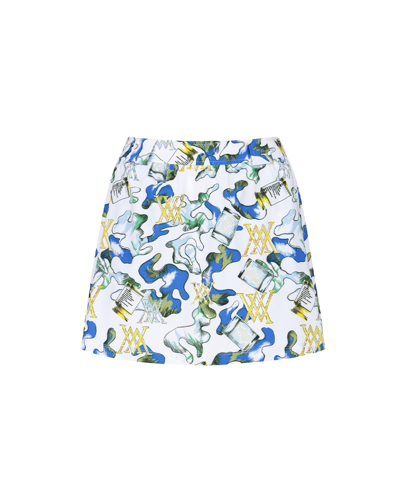 Women's Abstract Volume Flare Skirt - White