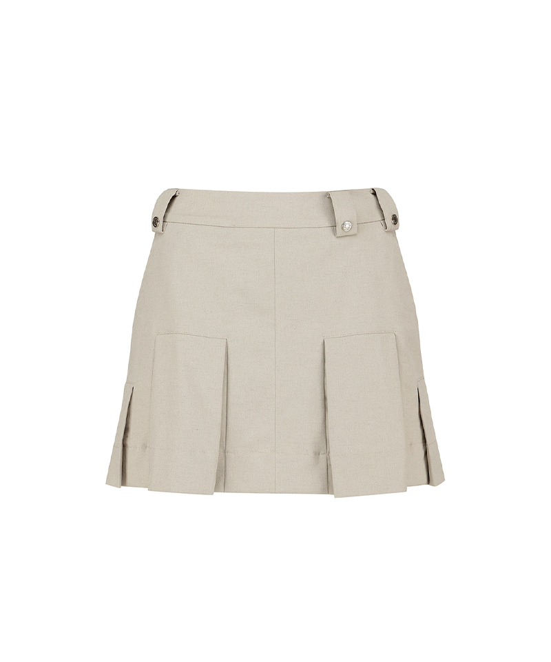 Women's Pleated Skirt - Beige