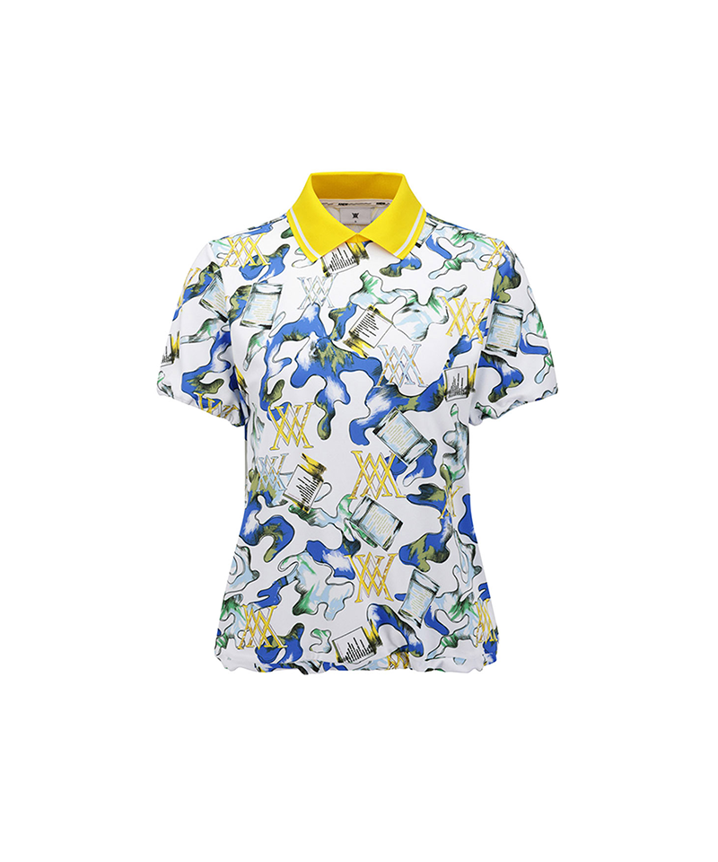 Women's Abstract Pattern Blouson T-Shirt - White