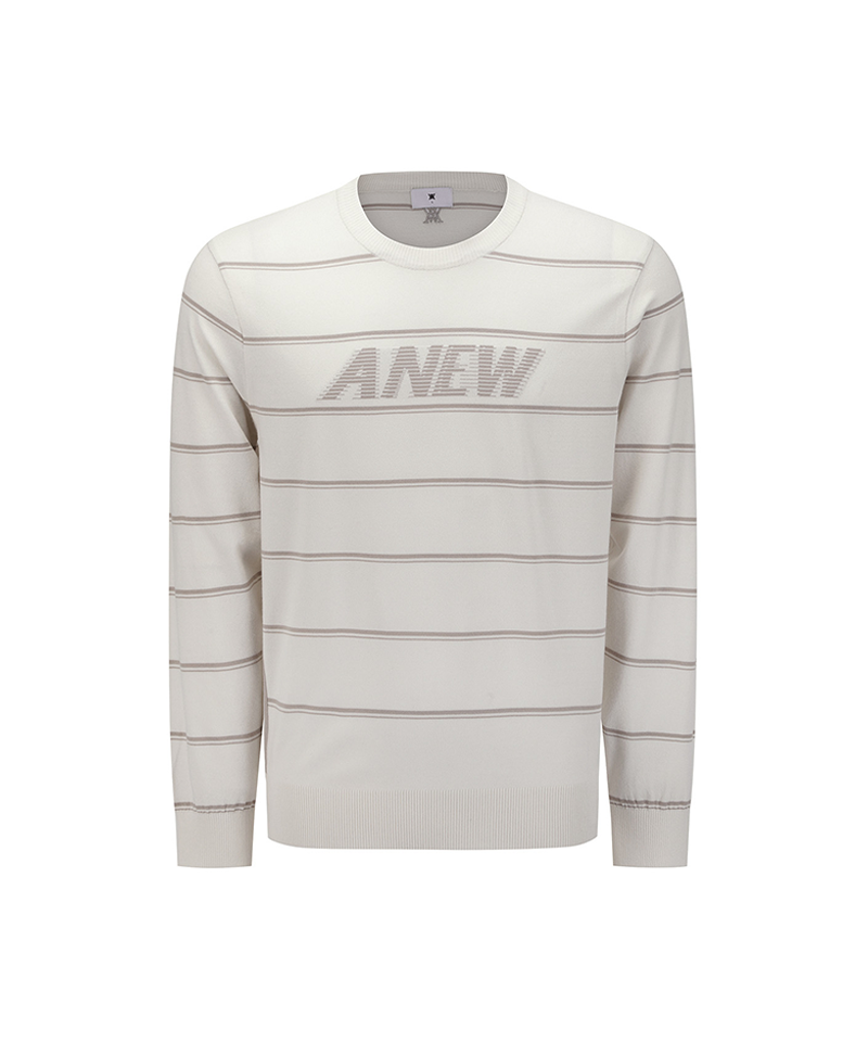 Men's Stripe Round Sweater - Ivory
