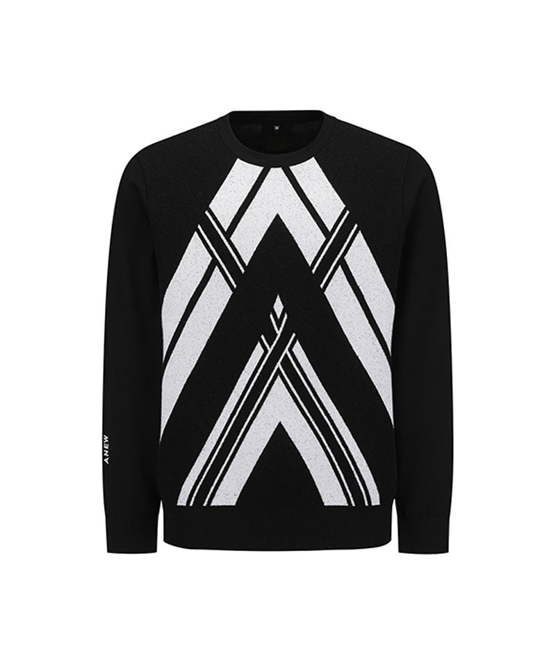 Men's Line Point Round Sweater - Black