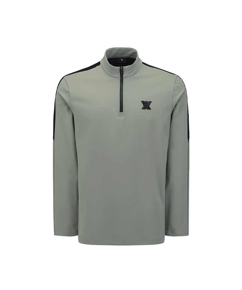 Men's Half Zip T-Shirt - Light Khaki