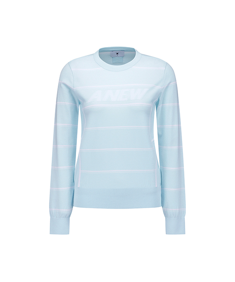 Women's Stripe Round Sweater - Ice Blue