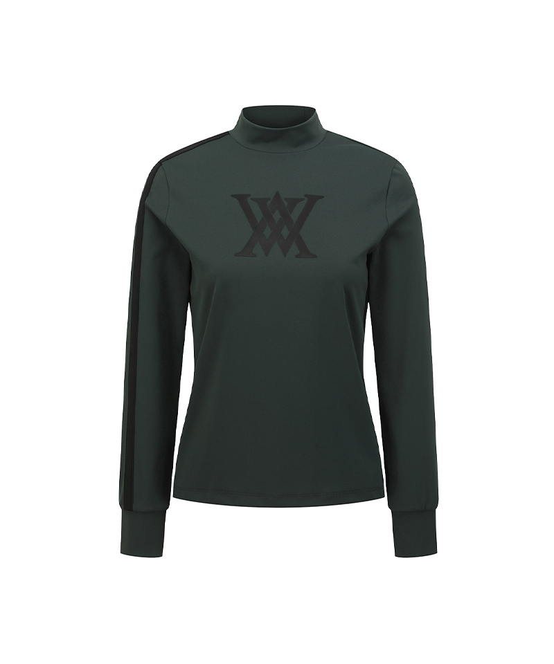 Women's Line Point Mock Neck T-Shirt - Dark Green