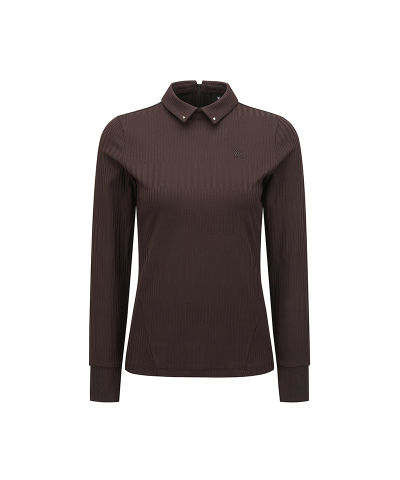 Women's Sold Back Zip Long T-Shirt - Brown