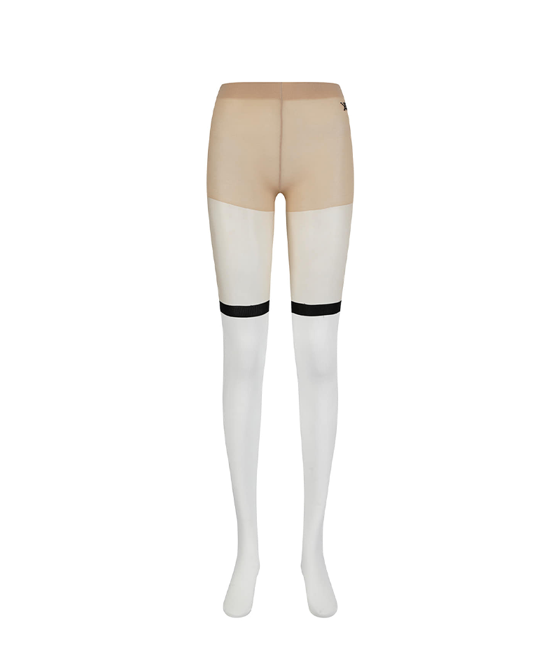 Women's Color Block Stocking - White