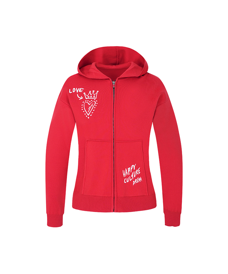 Castelbajac Women's Embroidered Point Zipper Hooded Cardigan - Red