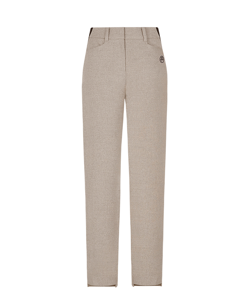 [Warehouse Sale] Castelbajac Women's Two-Tone Casual Slim-Fit Pants - Beige