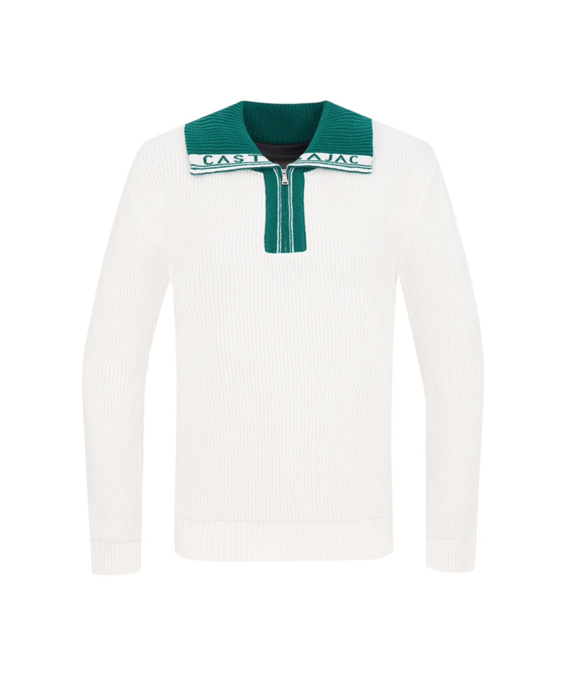 Castelbajac Men's Collared Half-Zip Knit - White