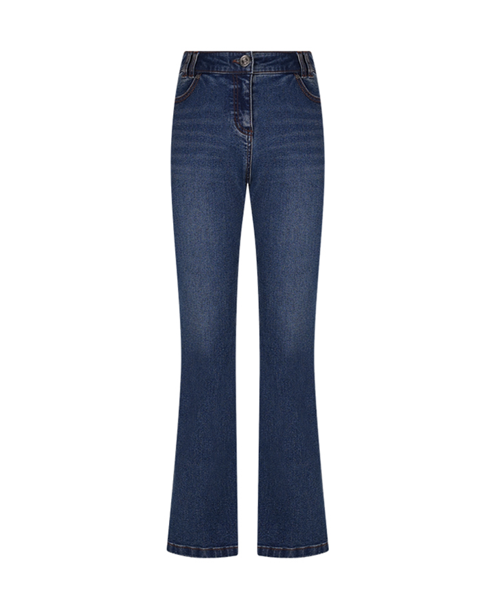 Castelbajac Women's Heart-Embroidered Point Bootcut Denim Pants - Blue