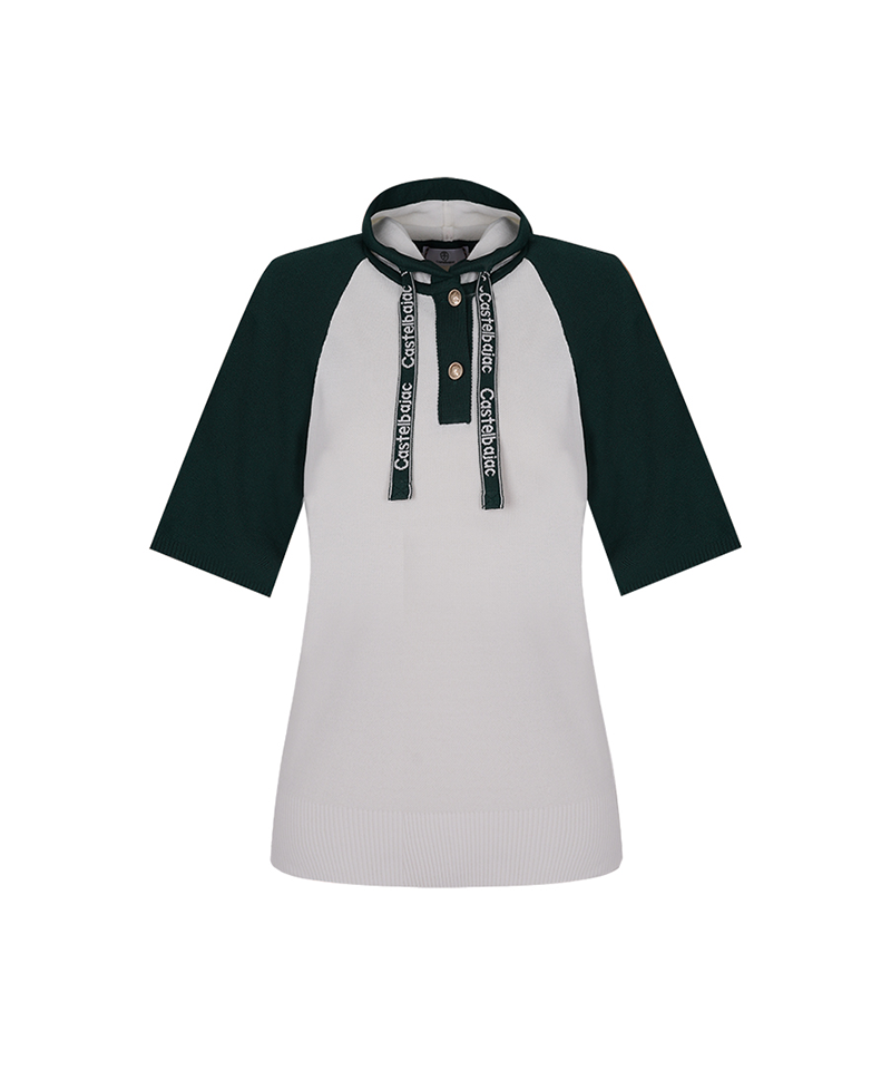 Castelbajac Women's Logo Point Raglan Short-Sleeve Hoodie - Green