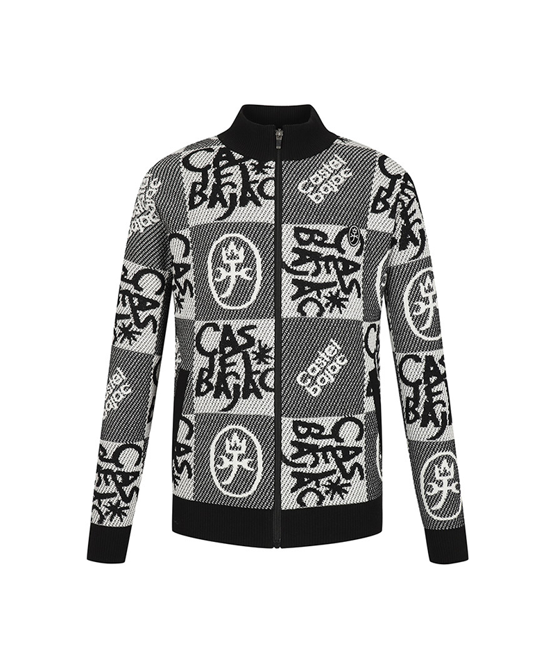 Castelbajac Men's Patterned Zip-Up Sweater Cardigan - Black