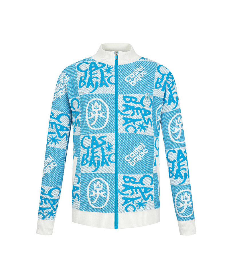 Castelbajac Men's Patterned Zip-Up Sweater Cardigan - Blue