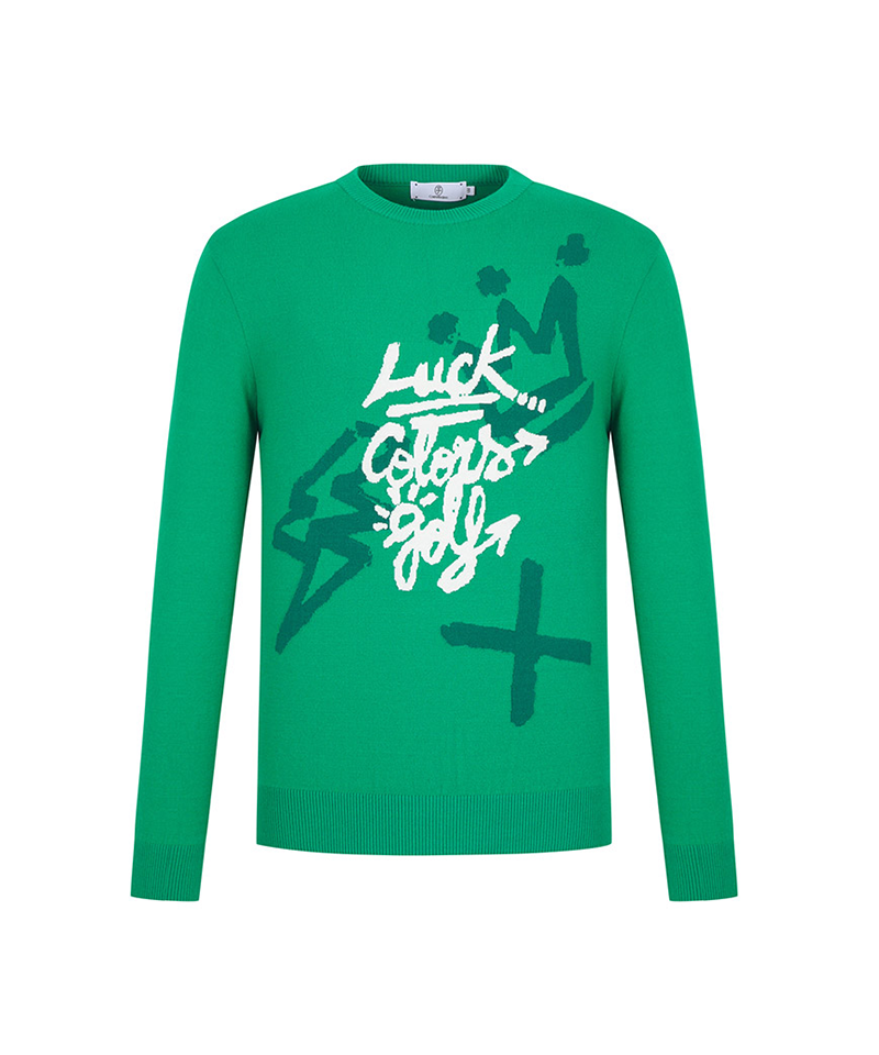Castelbajac Men's Lettering Round Sweater - Green