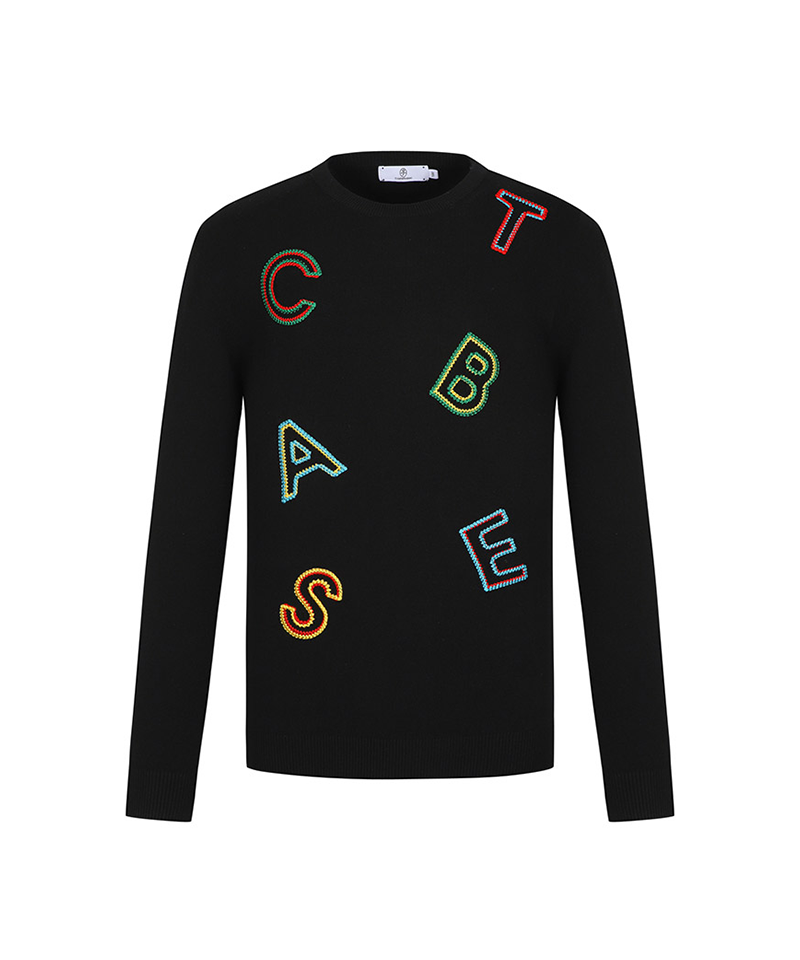 Castelbajac Men's Lettering Embroidered Round Neck Sweater - 2 Colors
