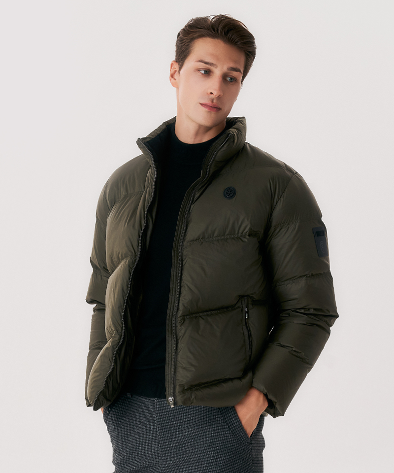 Castelbajac Men's Diagonal Quilted Duck Down Padded Jumper - Khaki