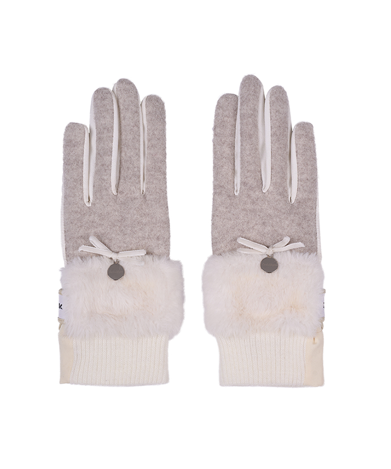 Castelbajac Women's Ribbon Point Fleece Winter Gloves - Ivory