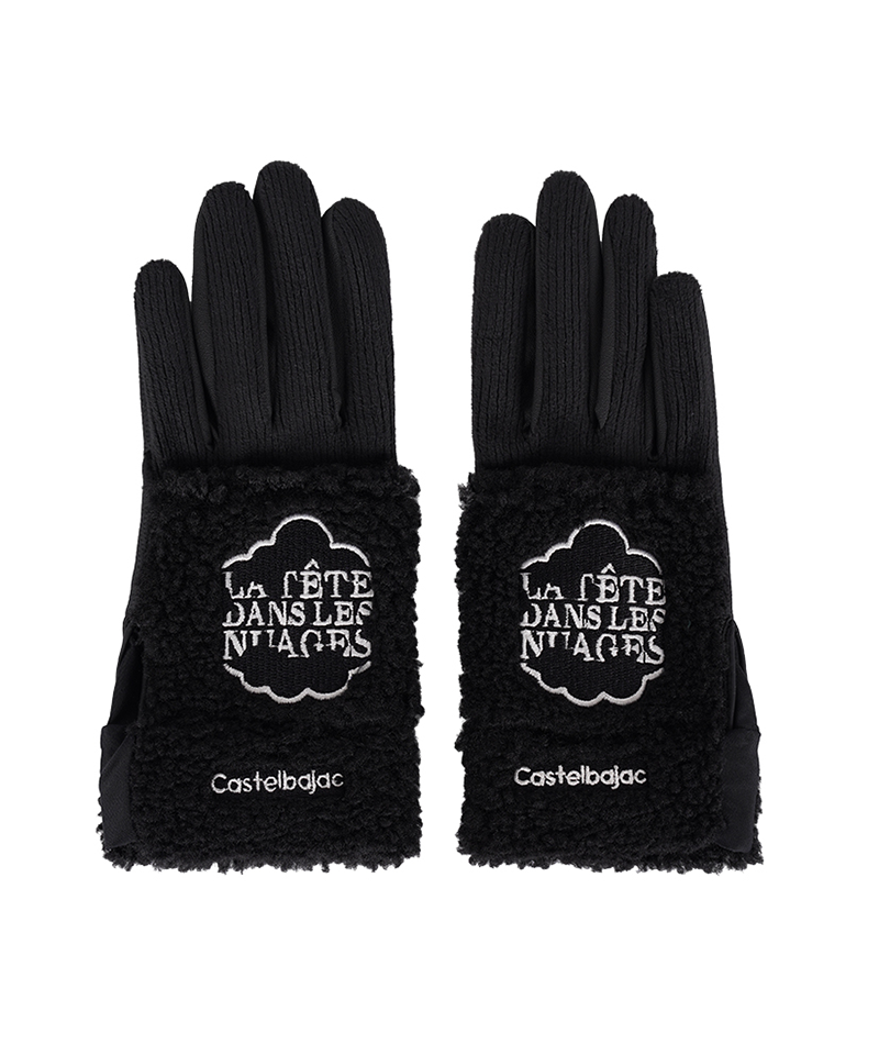 Castelbajac Women's Embroidered Fleece Gloves - Black