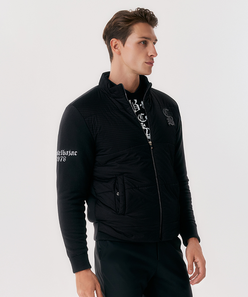 Castelbajac Men's Black Line Woven Mix Hybrid Padded Jumper - Black