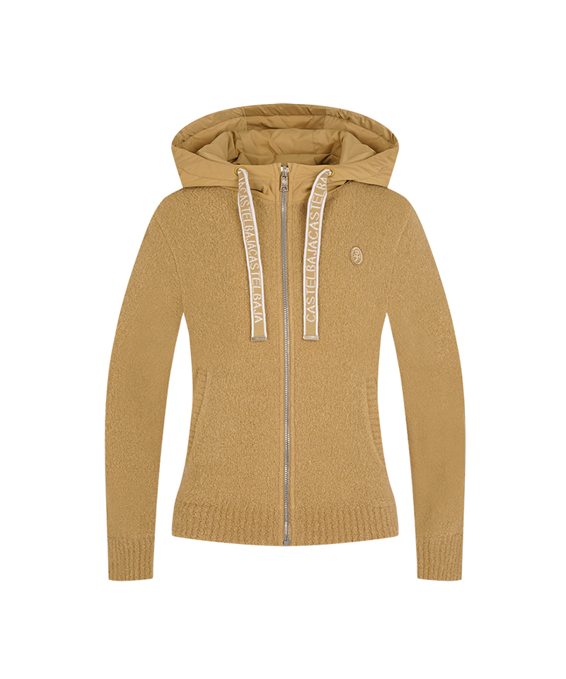 Castelbajac Women's Artwork Embroidered Hybrid Padded Zip-Up Hoodie - Beige