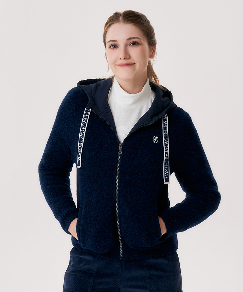 Castelbajac Women's Artwork Embroidered Hybrid Padded Zip-Up Hoodie - Navy