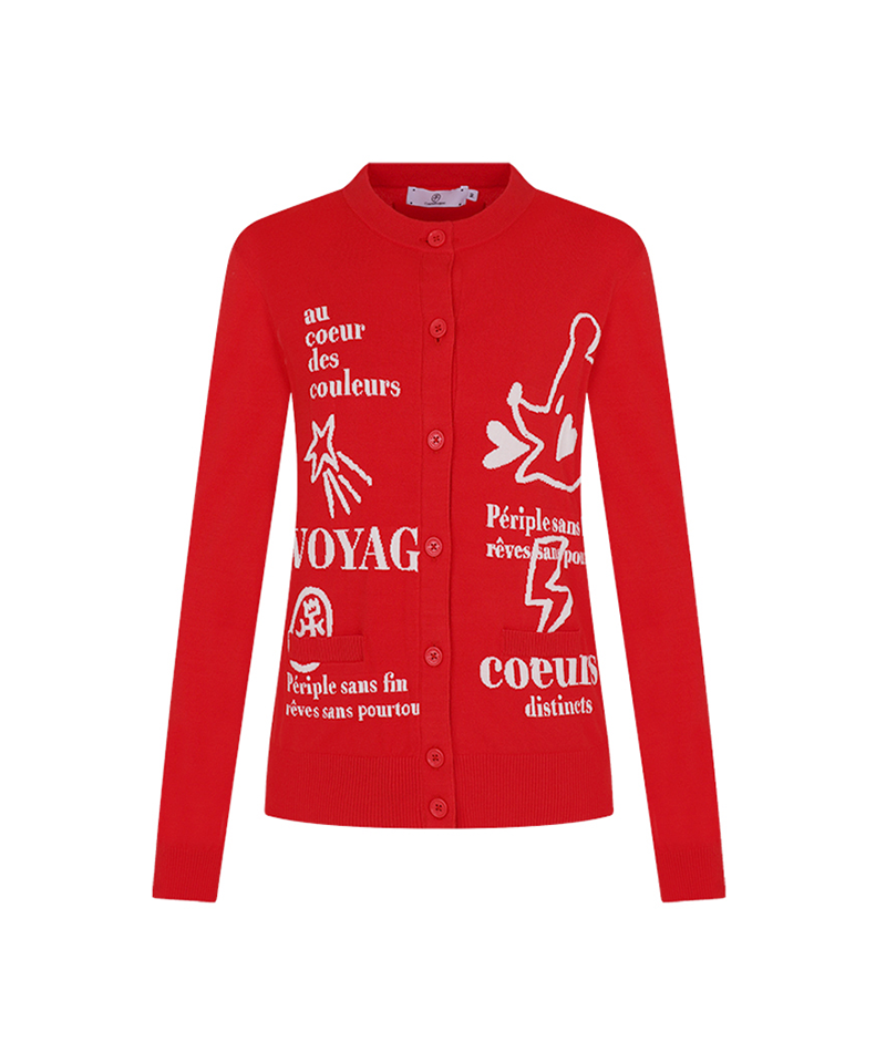 Castelbajac Women's Artwork Print Round Cardigan - Red