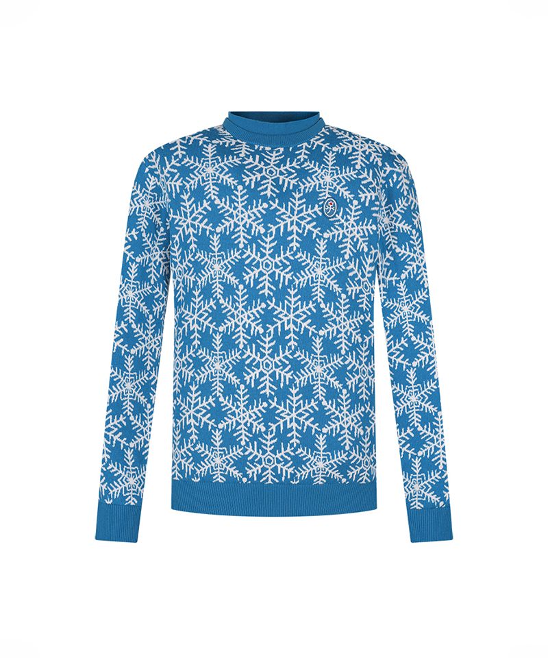 Castelbajac Men's Snowflake Pattern Jacquard Sweater - Blue