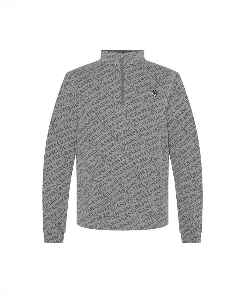 Castelbajac Men's Logo Jacquard Half-Zip T-Shirt - Grey