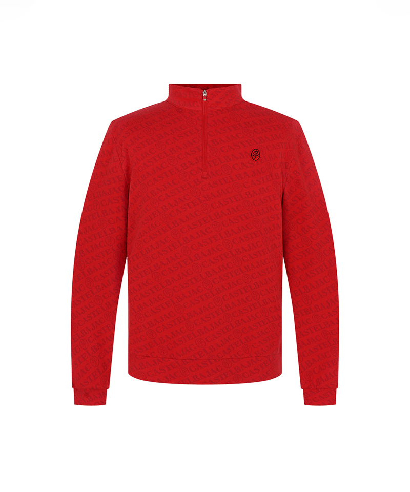 Castelbajac Men's Logo Jacquard Half-Zip T-Shirt - Red