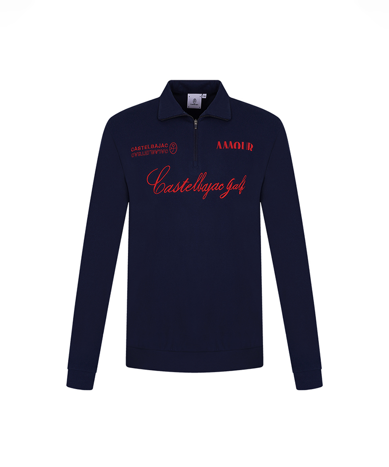 Castelbajac Men's Printed Half-zip Fleece T-shirt - Navy