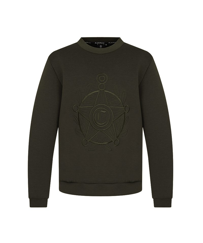 Castelbajac Men's Symbol Embroidered Neoprene Sweatshirt - Khaki