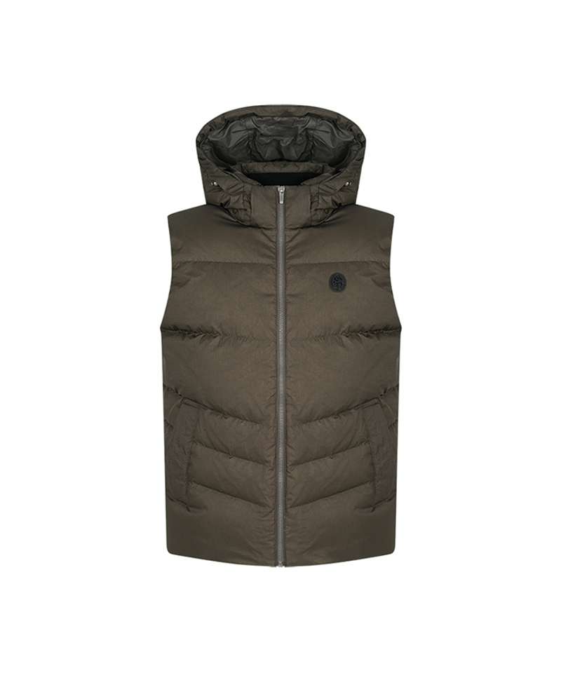Castelbajac Men's Detachable Hooded Duck Down Vest - Khaki