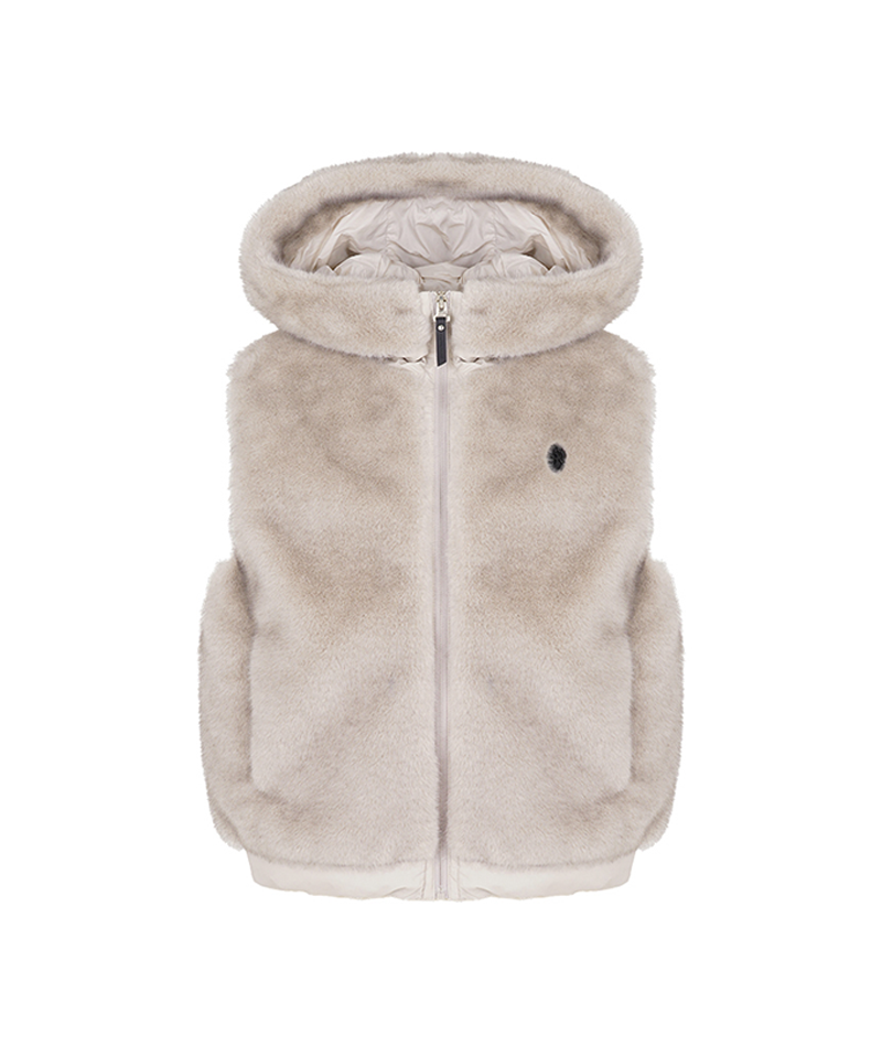 Castelbajac Women's Fur Duck Down Padded Vest - Grey