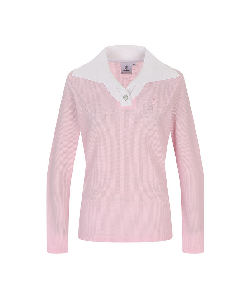 Castelbajac Women's Textured Color Block Big Collar T-shirt - Light Pink