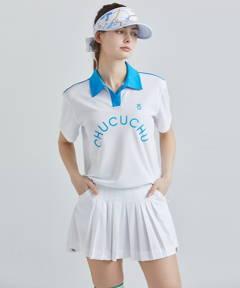 CHUCUCHU Paper Slit Pleated Skirt - White