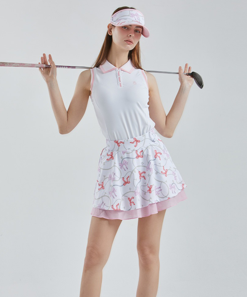 CHUCUCHU Pita Double Flare Golf Skirt - Light Pink
