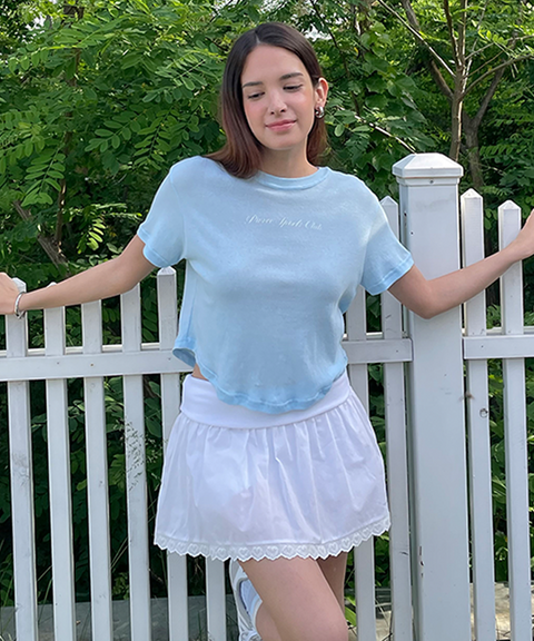 PIV'VEE Curved Hem T-shirt - Airy Blue