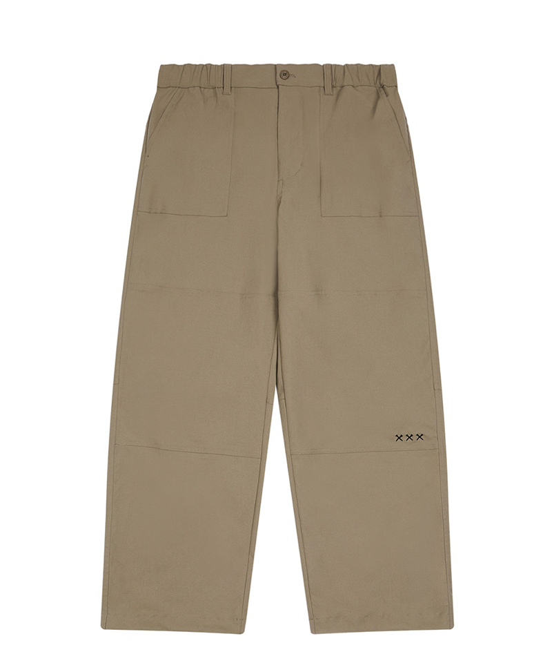 Jamie West Double Knee Fatigue Wide Oxford Span Pants - Beige