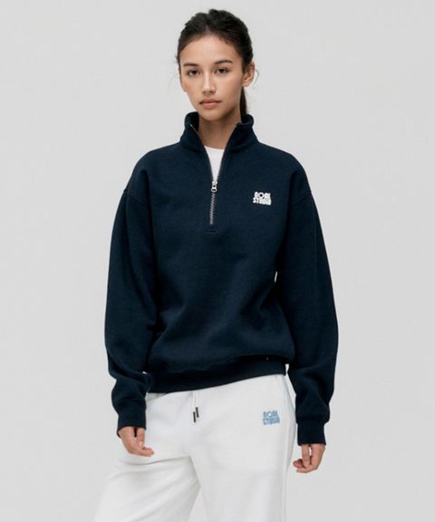 Goal Studio Women's Essential Brushed Quarter Zip-Up Tee - Navy